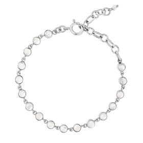 Rainbow Moonstone Cabochon Link Bracelet