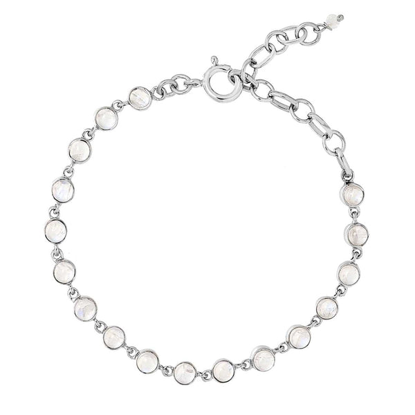 Rainbow Moonstone Cabochon Link Bracelet