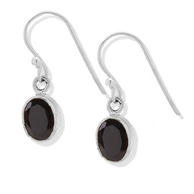 Black Spinel Oval Drop Earrings
