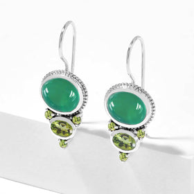 Green Onyx and Peridot Drop Earrings