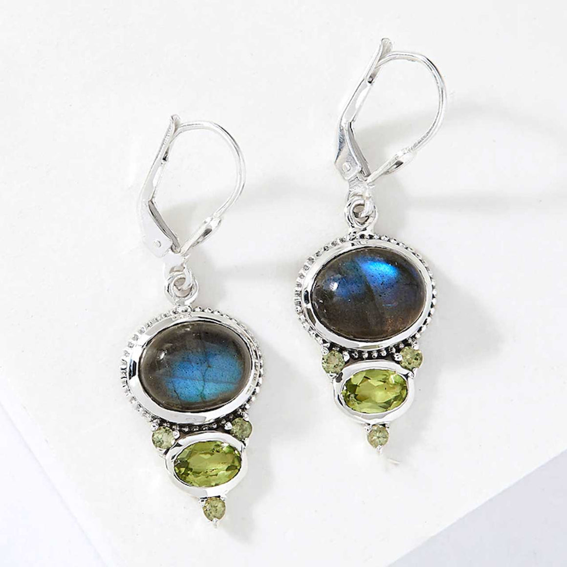 Labradorite and Peridot Drop Earrings