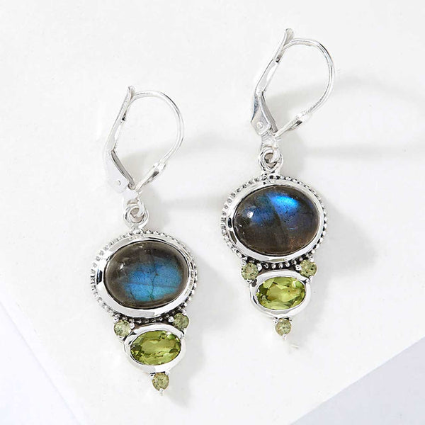 Labradorite and Peridot Drop Earrings