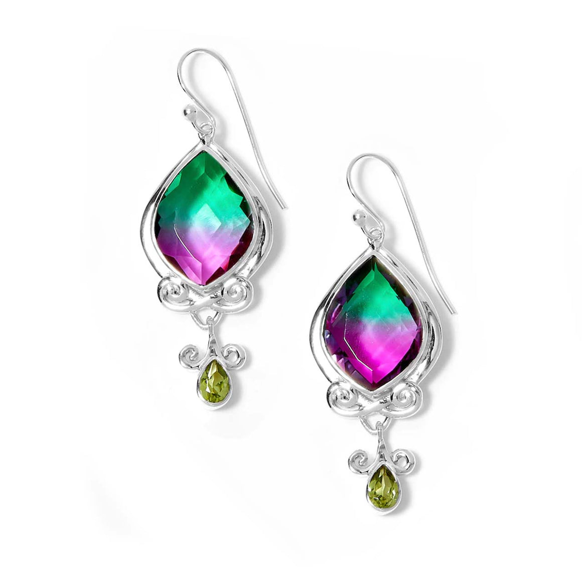 Watermelon Quartz and Peridot Earrings