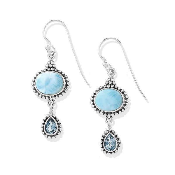 Larimar and Sky Blue Topaz Earrings