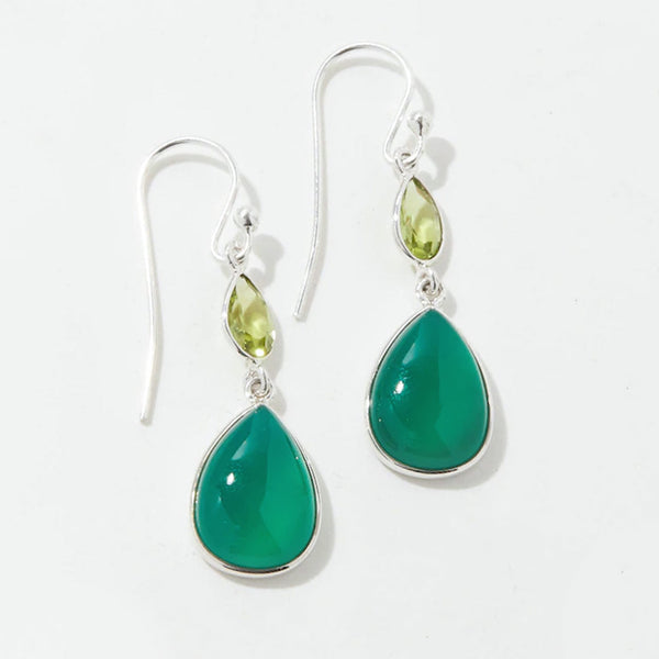 Green Onyx & Peridot Drop Earrings