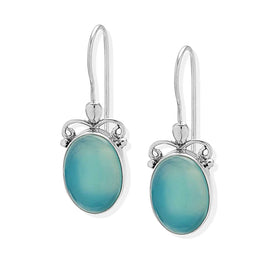 Aqua Chalcedony Oval Drop Earrings