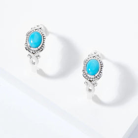 Sleeping Beauty Turquoise Post Hoop Earrings