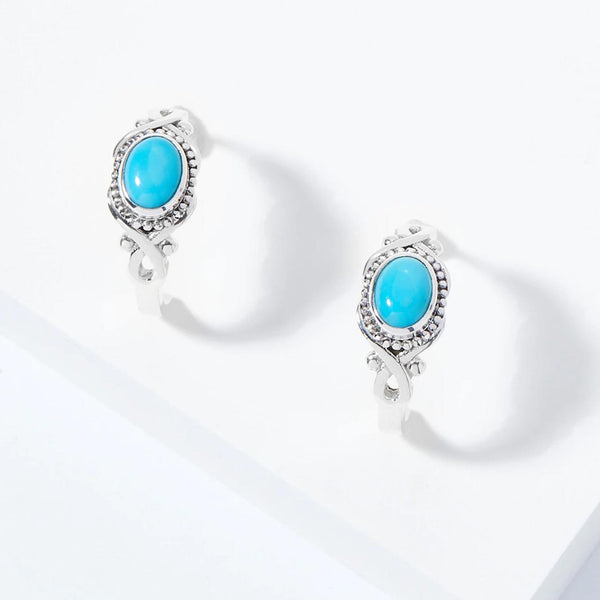 Sleeping Beauty Turquoise Post Hoop Earrings