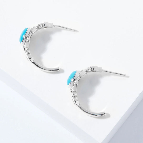 Sleeping Beauty Turquoise Post Hoop Earrings