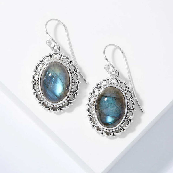 Labradorite Scrollwork Earrings