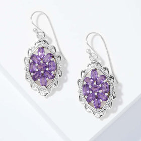 Multi Gemstone Amethyst Drop Earrings