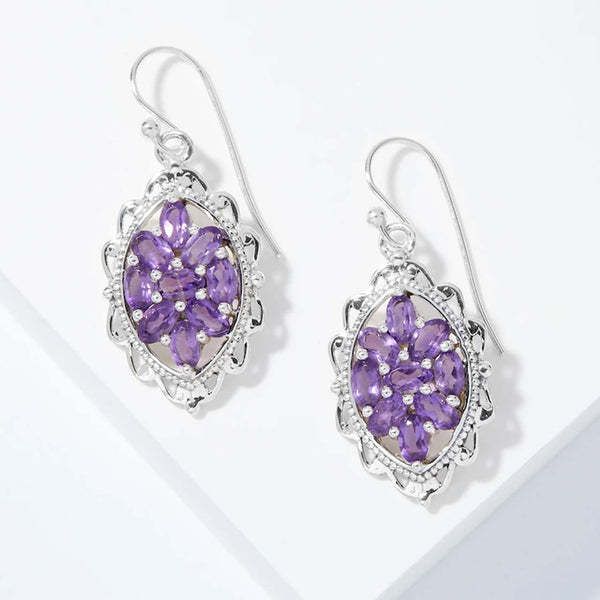 Multi Gemstone Amethyst Drop Earrings