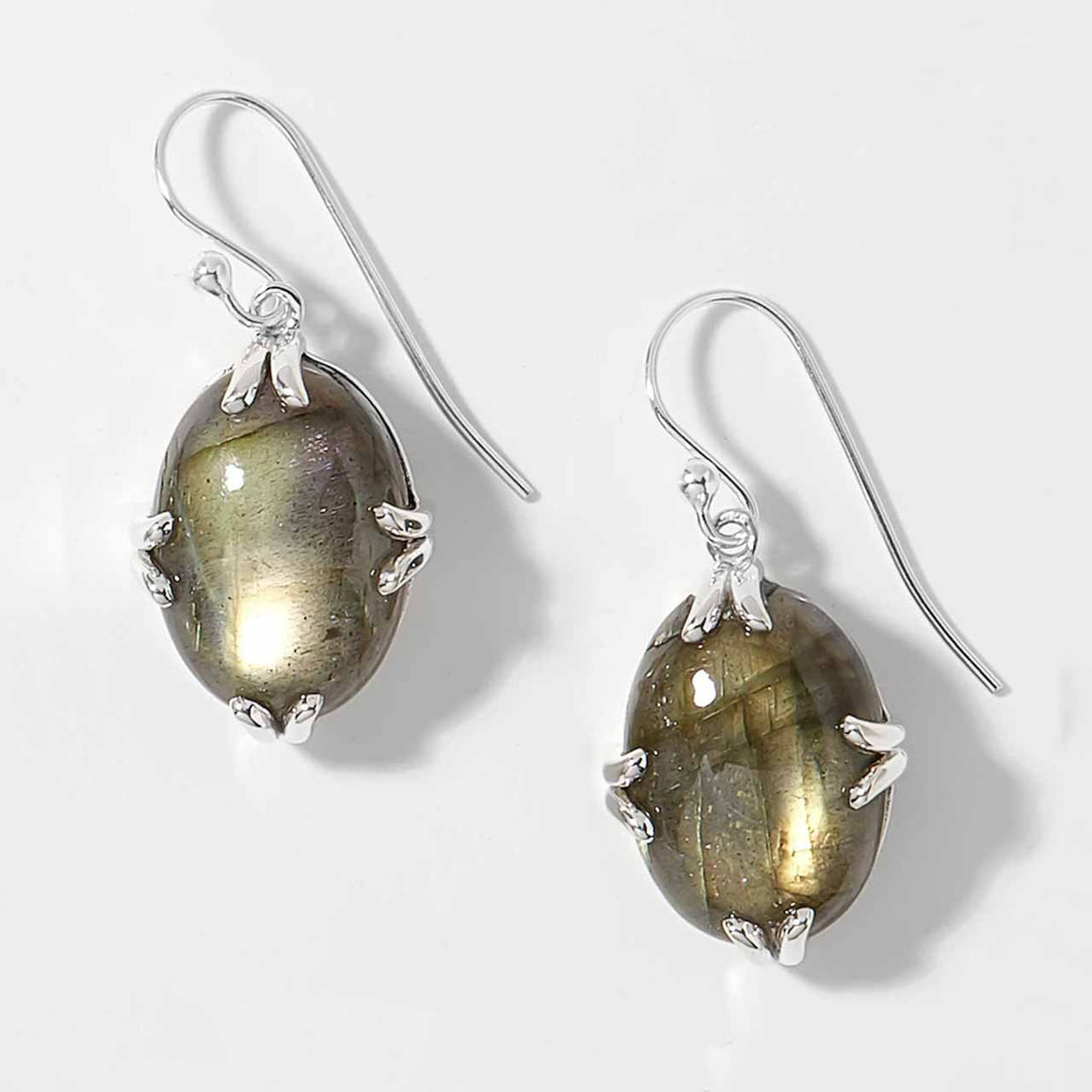 Golden Labradorite Decorative Prong Earrings