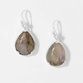 Purple Labradorite Modern Prong Set Earrings