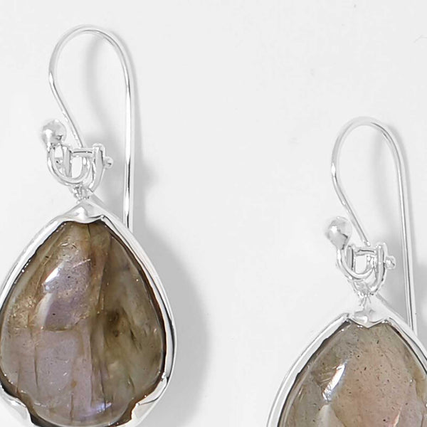 Purple Labradorite Modern Prong Set Earrings