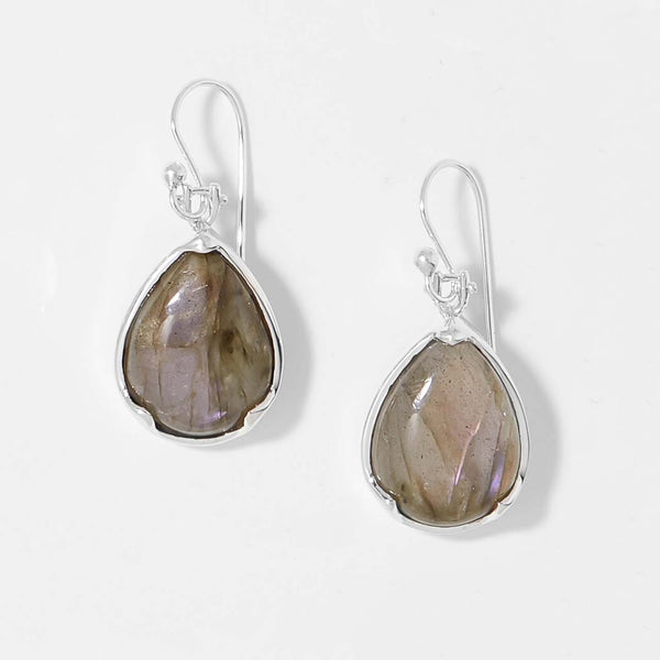 Purple Labradorite Modern Prong Set Earrings