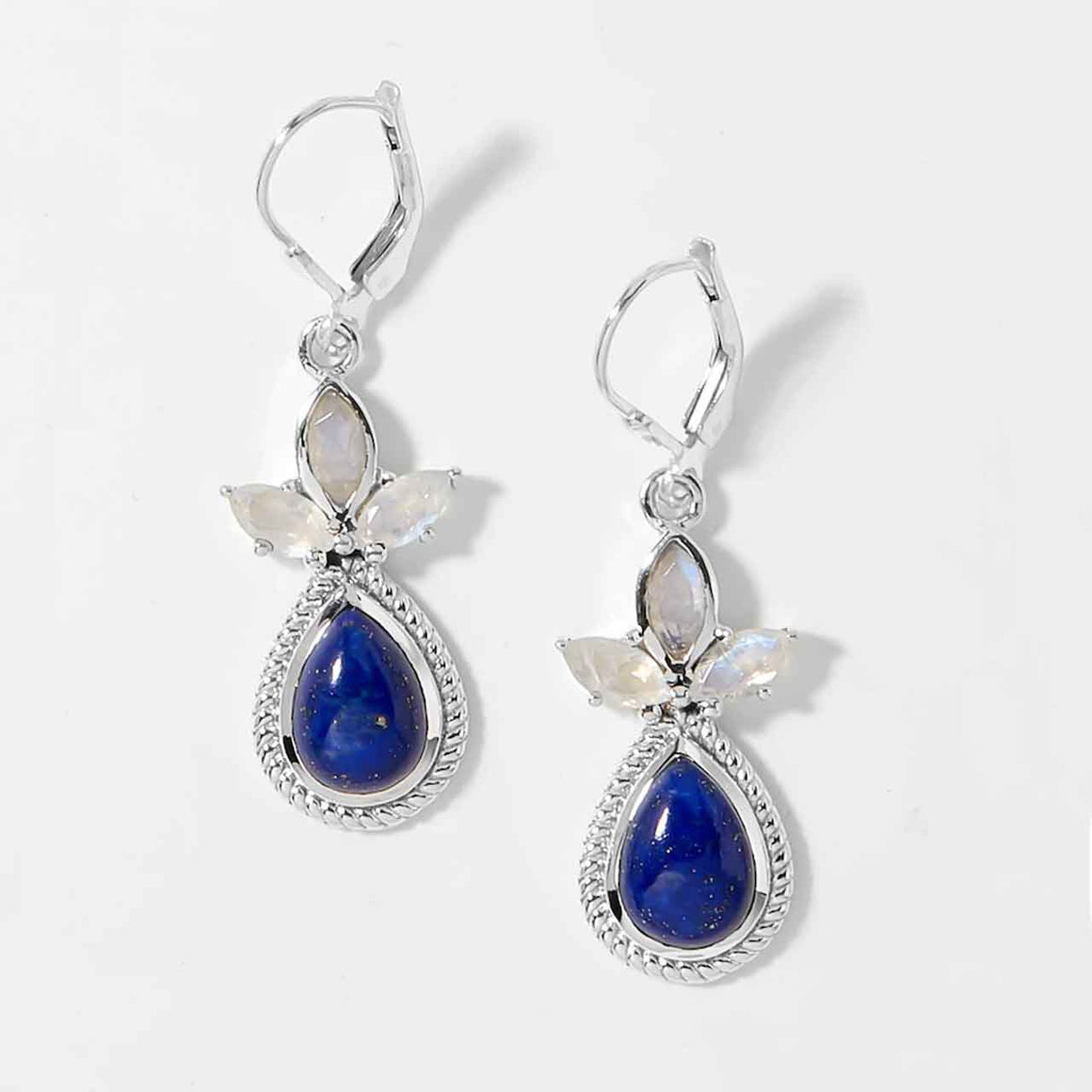 Lapis and Rainbow Moonstone Earrings