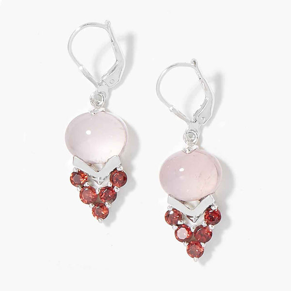 Rose Quartz and Garnet Earrings