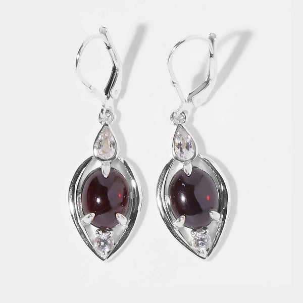 Hydrabadi Garnet and White Topaz Earrings