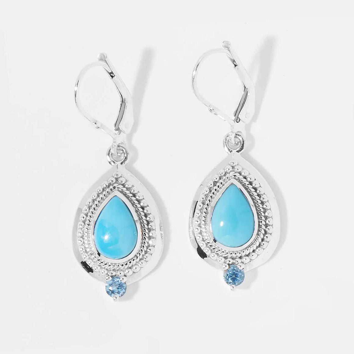 Sleeping Beauty Turquoise and Swiss Blue Topaz Earrings