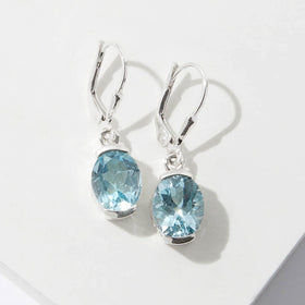 Blue Topaz Decorative Side Gallery Earrings