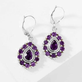 Amethyst Teardrop Drop Earrings