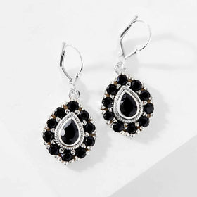 Black Spinel Teardrop Drop Earrings