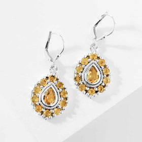 Citrine Teardrop Drop Earrings