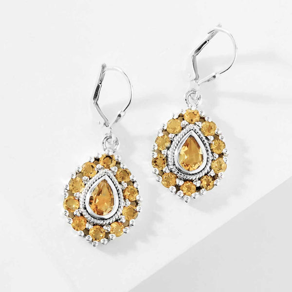 Citrine Teardrop Drop Earrings