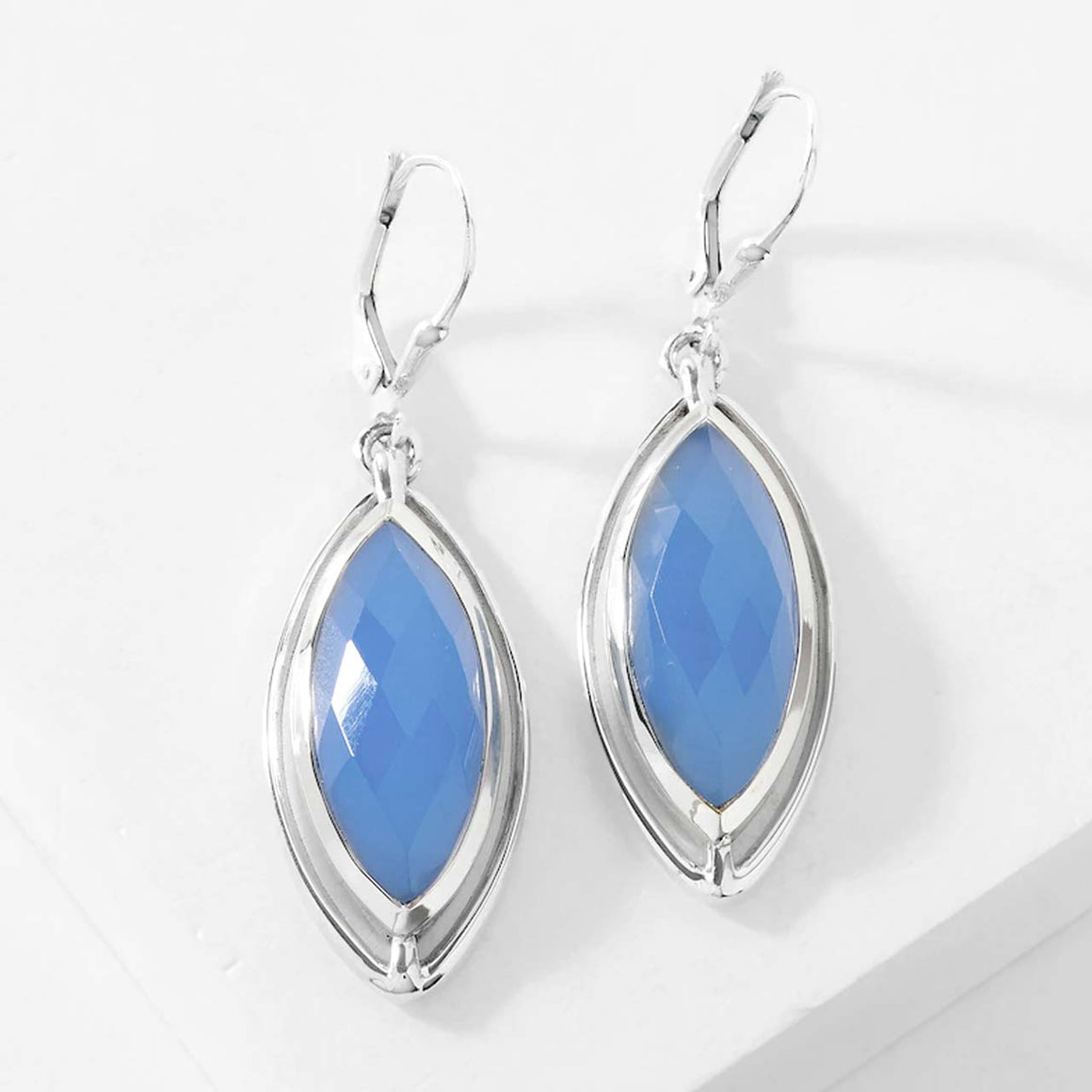 Light Blue Chalcedony Marquise Earrings