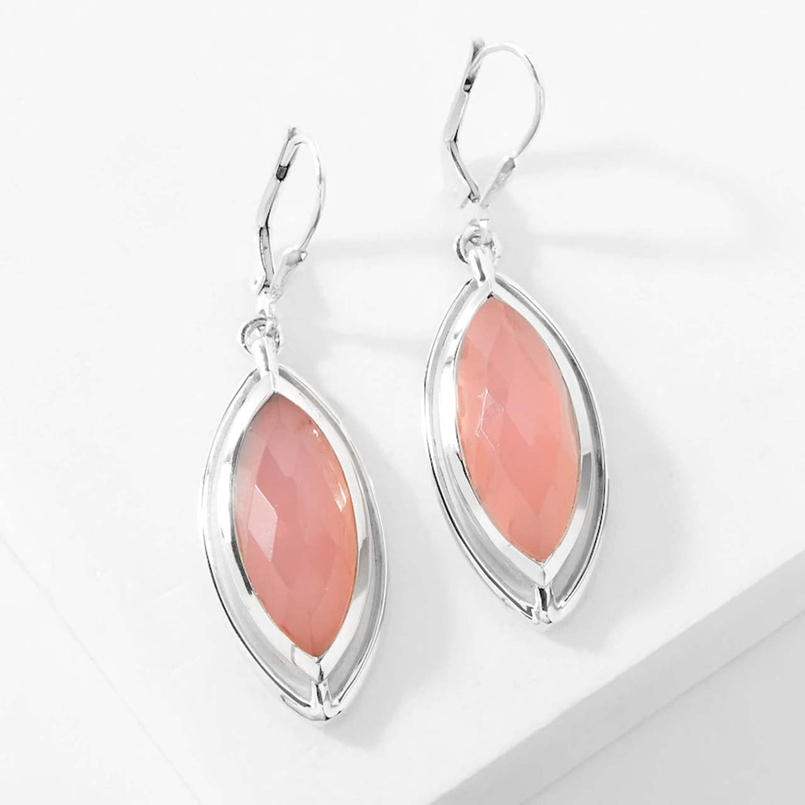 Pink Chalcedony Marquise Earrings