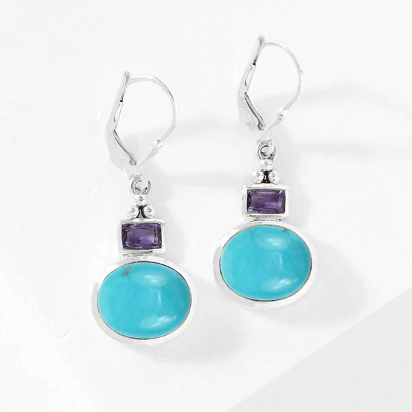 Arizona Turquoise and Iolite Drop Earrings