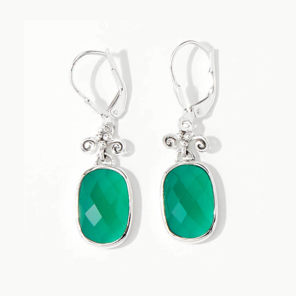 Faceted Green Onyx Earrings