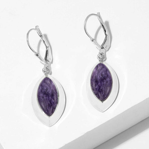 Charoite Marquise Drop Earrings