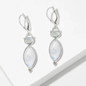 Rainbow Moonstone Marquise Drop Earrings