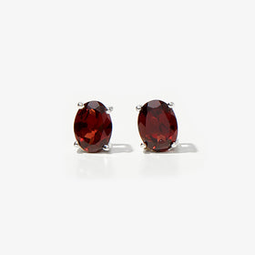 Garnet Oval Stud Earrings