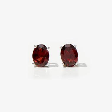 Garnet Oval Stud Earrings