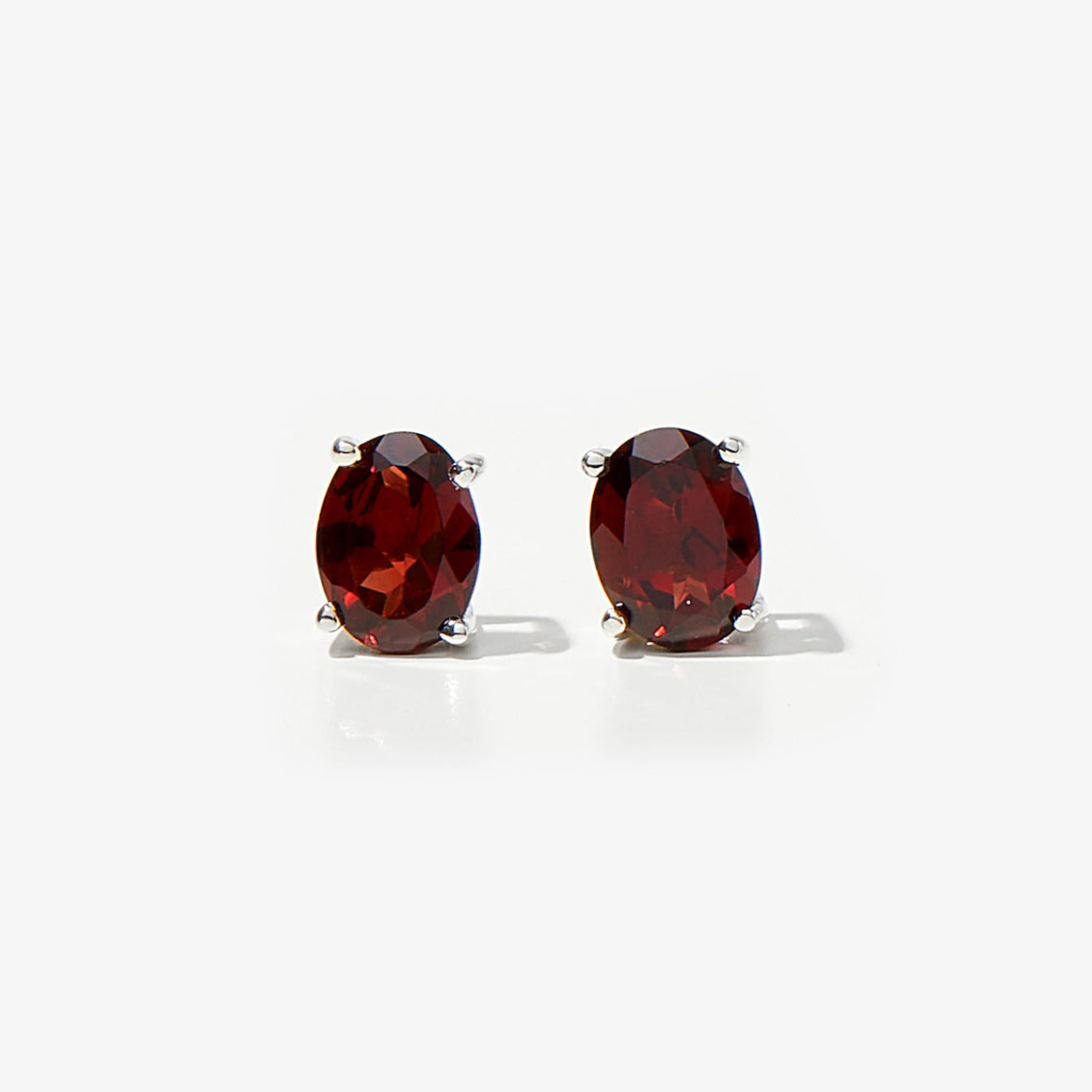 Garnet Oval Stud Earrings