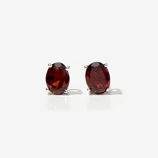 Garnet Oval Stud Earrings