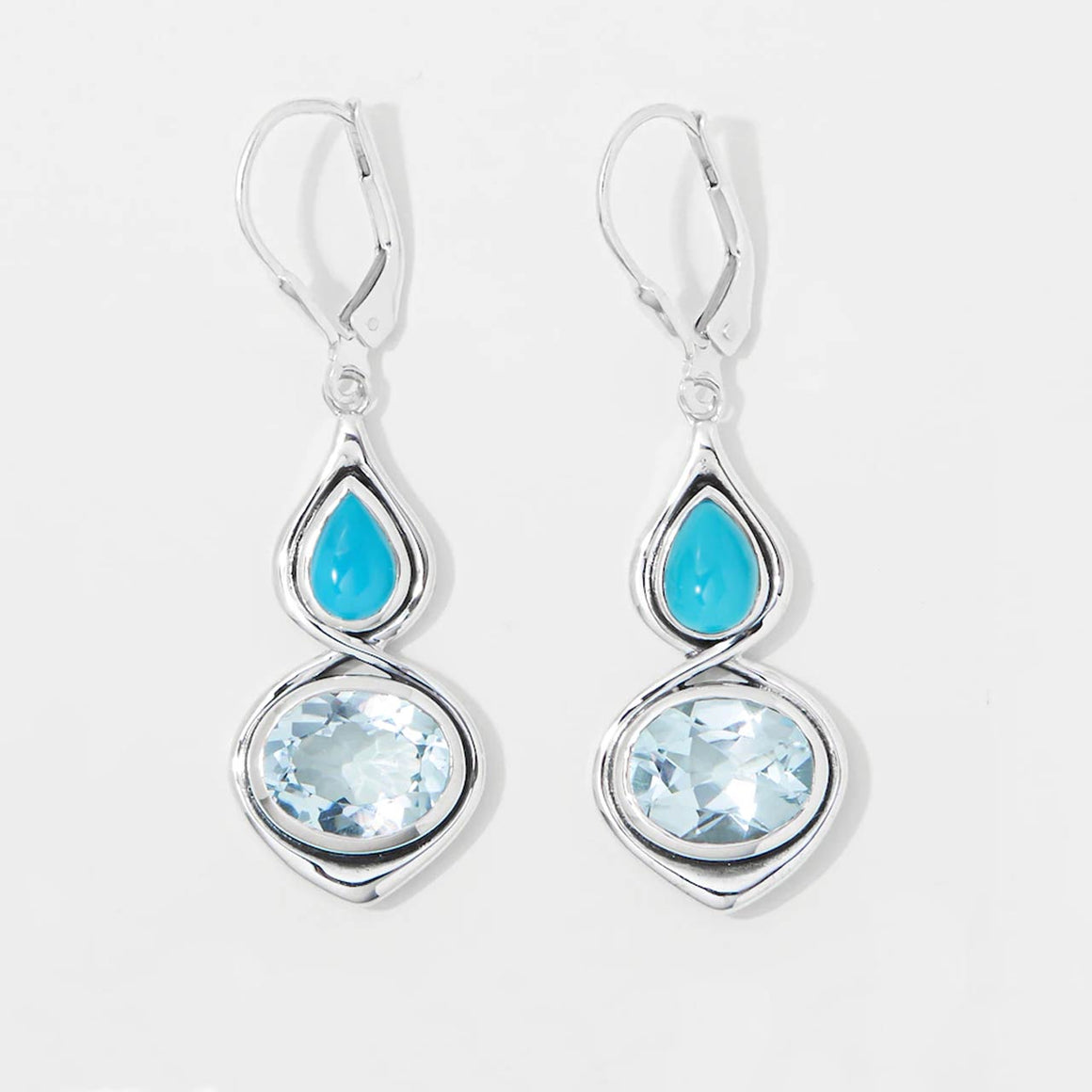 Sleeping Beauty Turquoise and Blue Topaz Drop Earrings