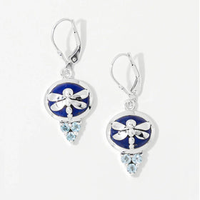 Lapis and Blue Topaz Dragonfly Earrings