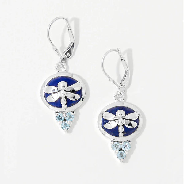 Lapis and Blue Topaz Dragonfly Earrings