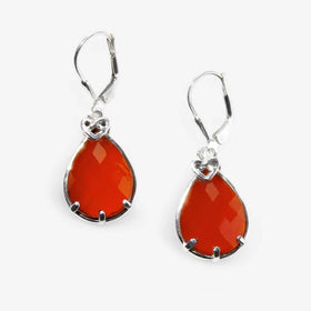 Red Onyx Heart Knot Earrings