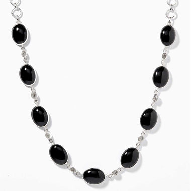 Black Onyx & Rough Herkimer Quartz Necklace