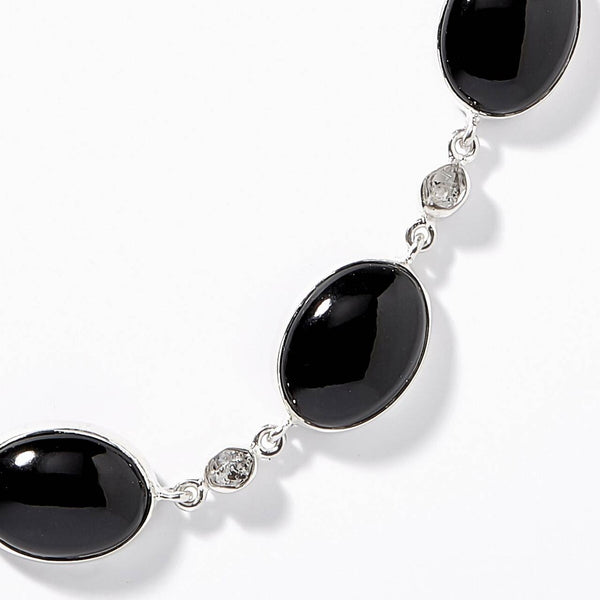 Black Onyx & Rough Herkimer Quartz Necklace