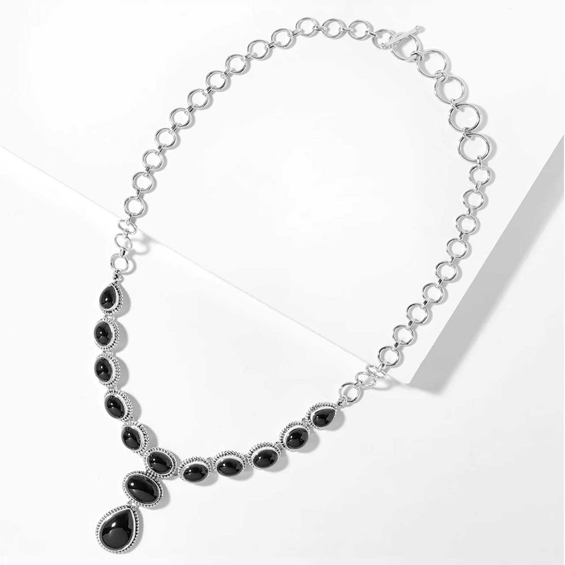 Black Spinel Gemstone Drop Necklace