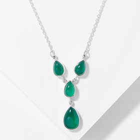 Green Onyx Gemstone Drop Necklace