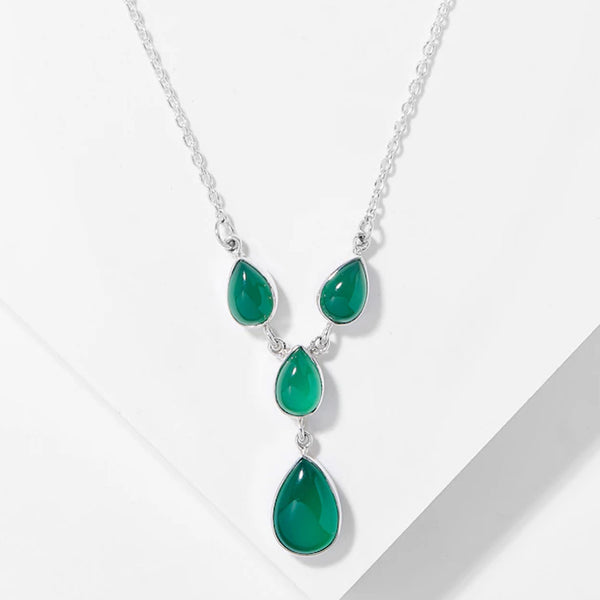 Green Onyx Gemstone Drop Necklace