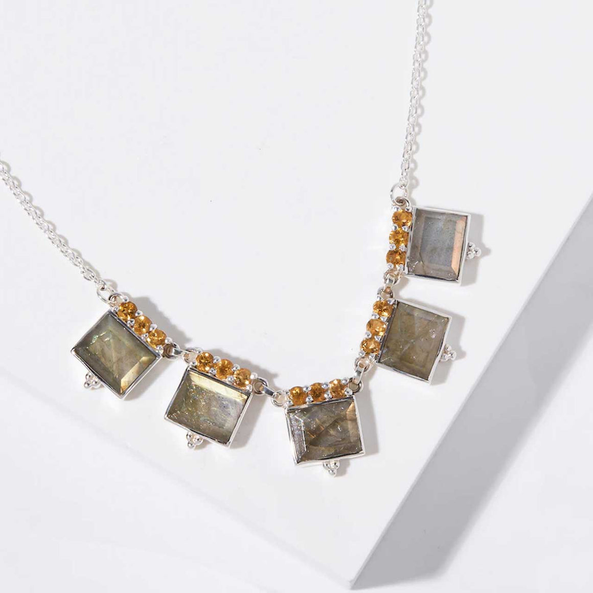 Faceted Golden Labradorite & Citrine Necklace