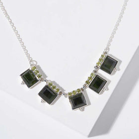 Faceted Nephrite Jade & Peridot Necklace